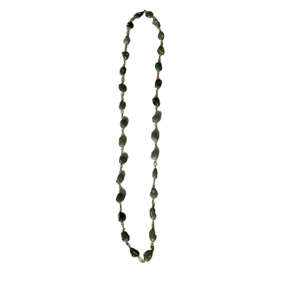 Vintage Gold and Green Jade Stone Necklace